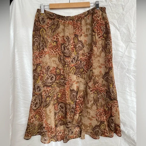 Vintage Paisley Print Brown Skirt - Picture 1 of 5